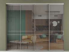 Перегородка Формато внутри проёма 4 створки с синхронным механизмом