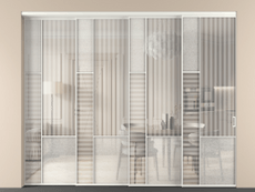 Перегородка Мозаик внутри проёма 4 створки с синхронным механизмом