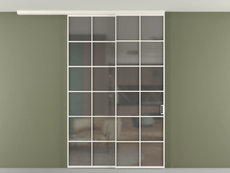 Перегородка Формато вдоль стены на потолок 2 створки с синхронным механизмом