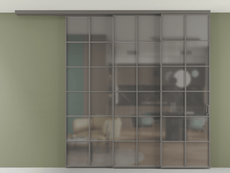 Перегородка Formato вдоль стены на потолок 3 створки с синхронным механизмом