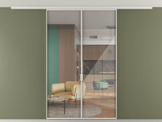 Перегородка Формато вдоль стены на потолок 2 створки