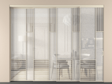 Перегородка Mosaic внутри проёма 4 створки с синхронным механизмом