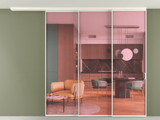 Перегородка Formato вдоль стены на потолок 3 створки с синхронным механизмом