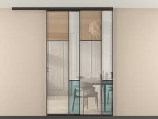 Перегородка Мозаик вдоль стены на потолок 2 створки с синхронным механизмом