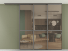 Перегородка Формато вдоль стены на потолок 3 створки с синхронным механизмом