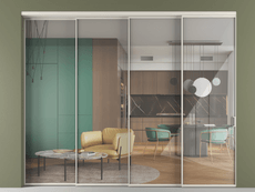 Перегородка Формато внутри проёма 4 створки с синхронным механизмом