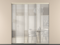 Перегородка Mosaic внутри проёма 3 створки с синхронным механизмом