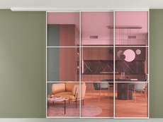 Перегородка Formato вдоль стены на потолок 3 створки с синхронным механизмом