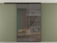 Перегородка Формато вдоль стены на потолок 2 створки с синхронным механизмом