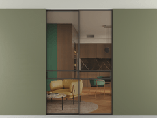 Перегородка Formato внутри проёма скрытое крепление в потолок 2 створки