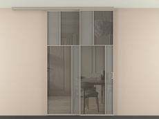 Перегородка Мозаик вдоль стены на потолок 2 створки с синхронным механизмом