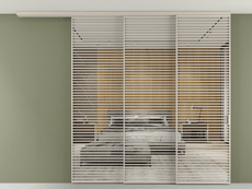 Перегородка Formato вдоль стены на потолок 3 створки с синхронным механизмом