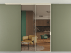 Перегородка Формато вдоль стены на потолок 2 створки с синхронным механизмом