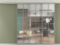 Перегородка Формато вдоль стены на потолок 3 створки с синхронным механизмом