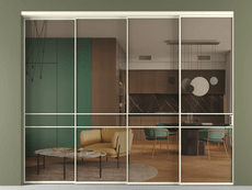 Перегородка Formato внутри проёма 4 створки с синхронным механизмом