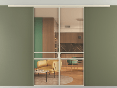 Перегородка Formato вдоль стены на потолок двустворчатая