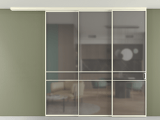 Перегородка Formato вдоль стены на потолок 3 створки с синхронным механизмом