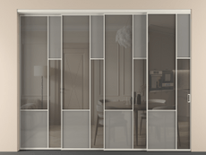 Перегородка Мозаик внутри проёма 4 створки с синхронным механизмом