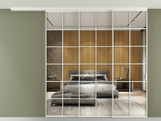 Перегородка Формато вдоль стены на потолок 3 створки с синхронным механизмом