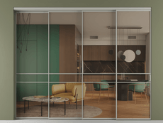 Перегородка Formato внутри проёма 4 створки с синхронным механизмом