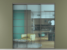 Перегородка Formato внутри проёма 3 створки с синхронным механизмом