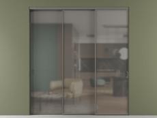 Перегородка Formato внутри проёма 3 створки с синхронным механизмом