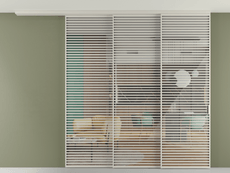 Перегородка Формато вдоль стены на потолок 3 створки с синхронным механизмом