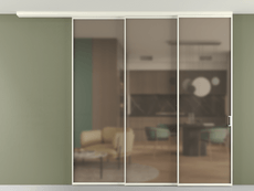 Перегородка Формато вдоль стены на потолок 3 створки с синхронным механизмом