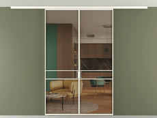 Перегородка Formato вдоль стены на потолок двустворчатая