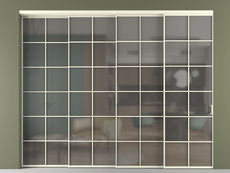 Перегородка Formato внутри проёма 4 створки с синхронным механизмом