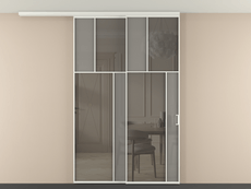 Перегородка Мозаик вдоль стены на потолок 2 створки с синхронным механизмом