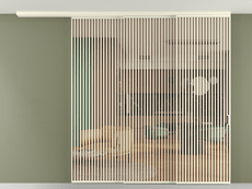 Перегородка Formato вдоль стены на потолок 3 створки с синхронным механизмом