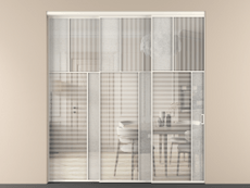 Перегородка Mosaic внутри проёма 3 створки с синхронным механизмом