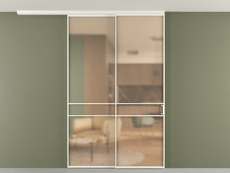 Перегородка Формато вдоль стены на потолок 2 створки с синхронным механизмом