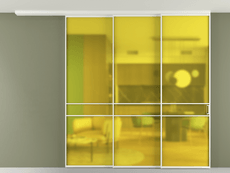 Перегородка Формато вдоль стены на потолок 3 створки с синхронным механизмом