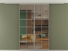 Перегородка Formato вдоль стены на потолок двустворчатая