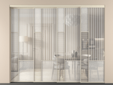 Перегородка Mosaic внутри проёма 4 створки с синхронным механизмом