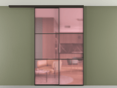 Перегородка Formato вдоль стены на потолок 2 створки с синхронным механизмом