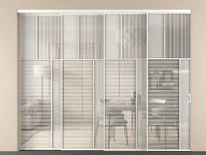 Перегородка Mosaic внутри проёма 4 створки с синхронным механизмом