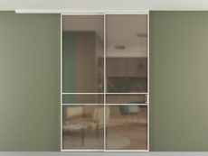 Перегородка Formato вдоль стены на потолок 2 створки с синхронным механизмом