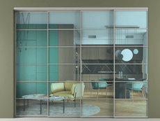 Перегородка Formato внутри проёма 4 створки с синхронным механизмом