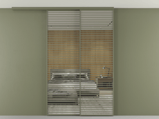 Перегородка Формато вдоль стены на потолок 2 створки с синхронным механизмом