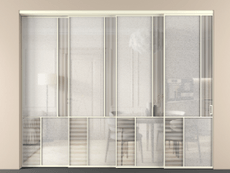 Перегородка Мозаик внутри проёма 4 створки с синхронным механизмом