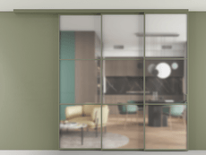 Перегородка Formato вдоль стены на потолок 3 створки с синхронным механизмом