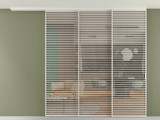 Перегородка Formato вдоль стены на потолок 3 створки с синхронным механизмом