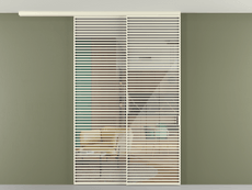 Перегородка Formato вдоль стены на потолок 2 створки с синхронным механизмом