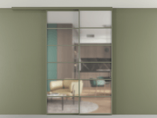 Перегородка Формато вдоль стены на потолок 2 створки с синхронным механизмом