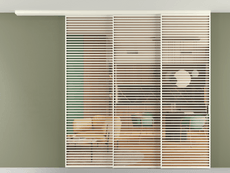 Перегородка Формато вдоль стены на потолок 3 створки с синхронным механизмом