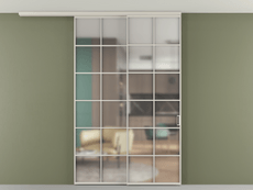 Перегородка Формато вдоль стены на потолок 2 створки с синхронным механизмом