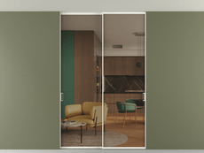 Перегородка Formato внутри проёма скрытое крепление в потолок 2 створки